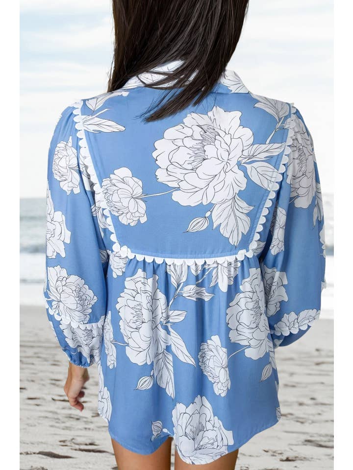 As shown Floral Print Long Sleeve Spring & Pre-Fall Blouse | S-XL for wholesale on Faire