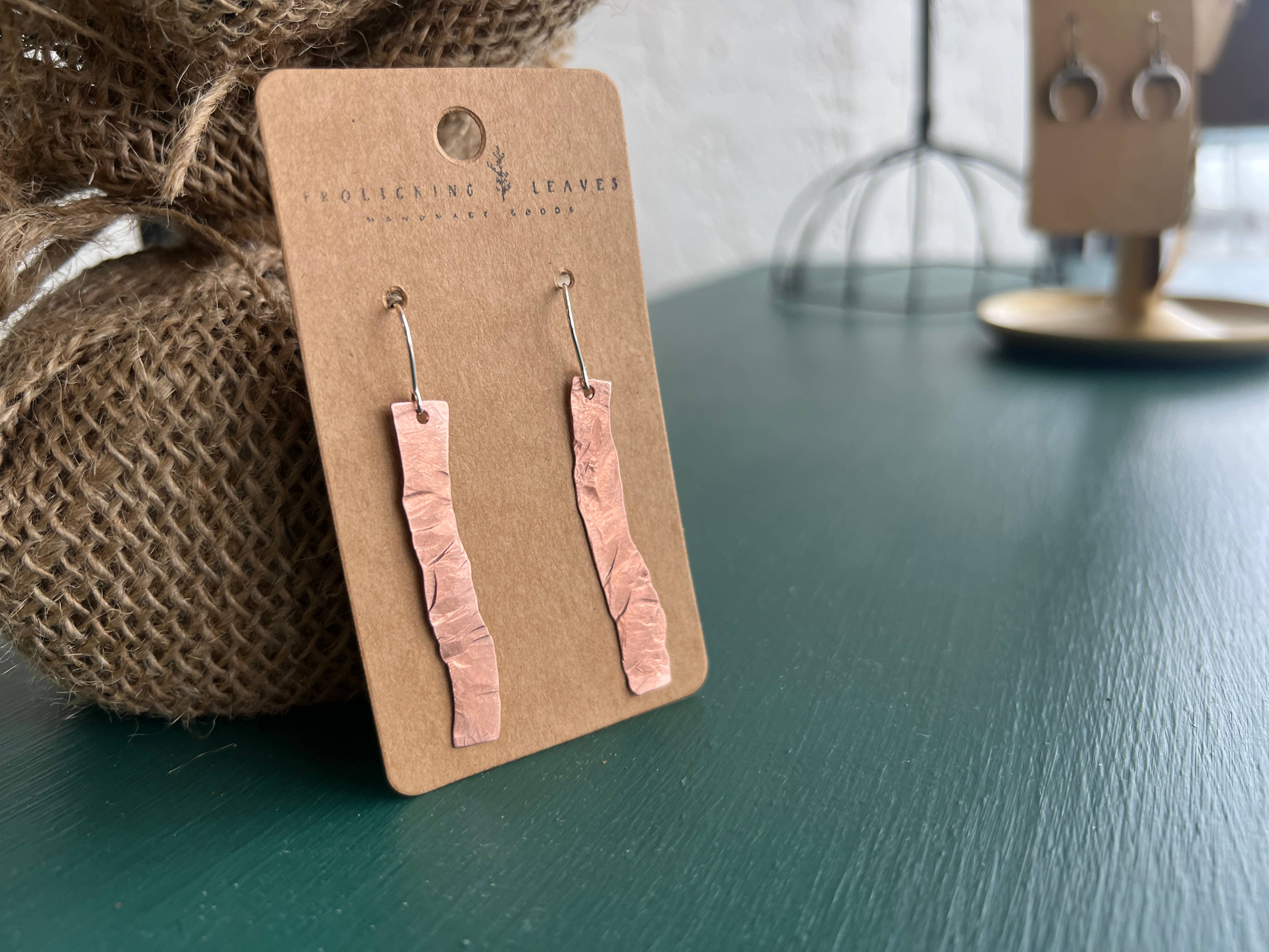 Frolicking Leaves - Wholesale Dangle Earrings - Crooked Hammered Copper Earrings1