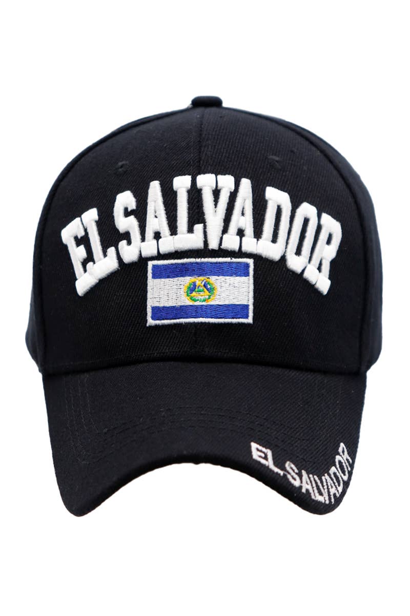 Cap Zone - Wholesale Baseball Cap - Unisex - El Salvador Logo Flag Velcro Back Baseball Cap2