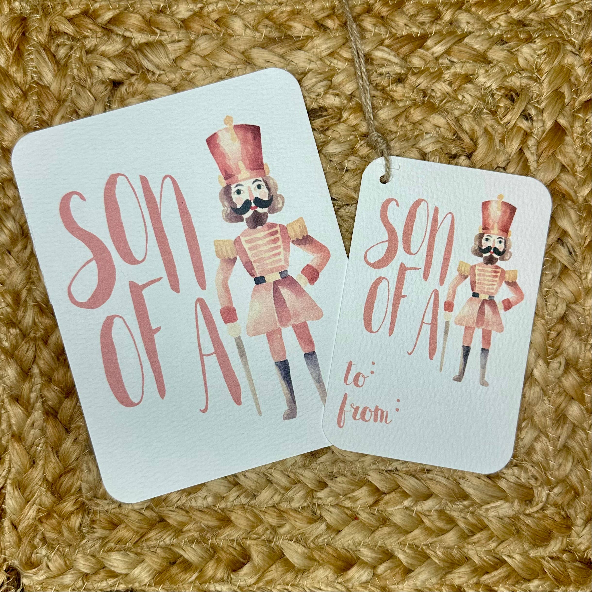 by BellaBlue - Wholesale Christmas Card - Nutcracker Watercolor Print Christmas Handmade Gift Tag Set1