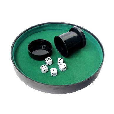 Dice Tray with collaspable cup & 5 dice for wholesale by Autruche