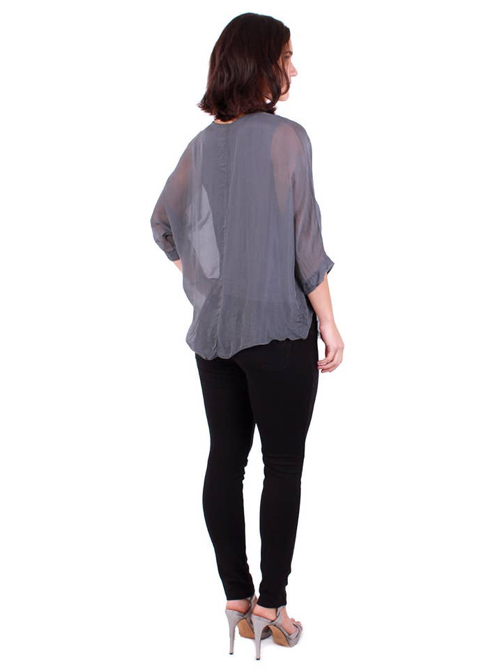 Gigi Moda - Wholesale Blouse - Women's - Kaftan Style Blouse with Frayed Edge39