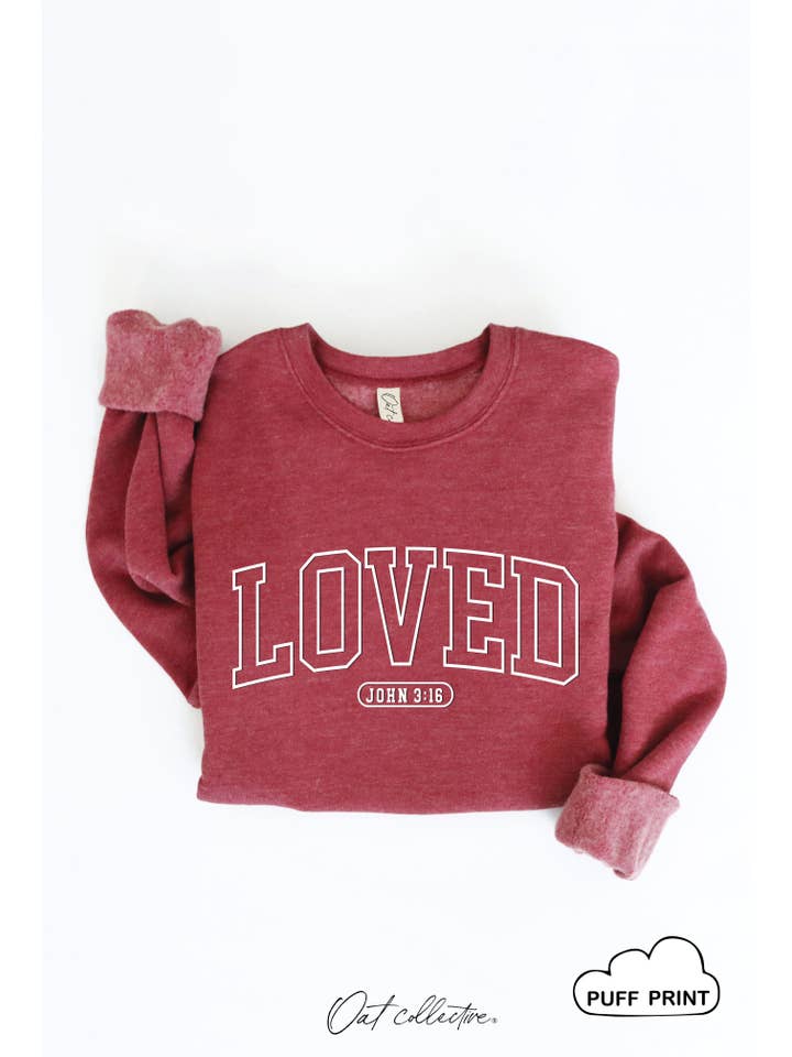 OAT COLLECTIVE - Wholesale Graphic Sweatshirt - Women's - LOVED JOHN 3:16 PUFF Graphic Sweatshirt 11