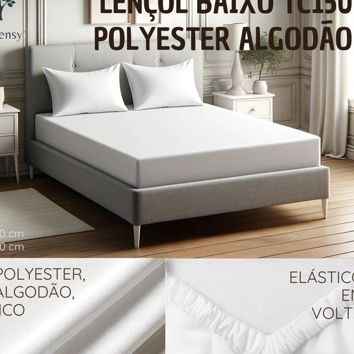 Fitted sheet in Polyester-Cotton, TC150, White for wholesale by Havensy