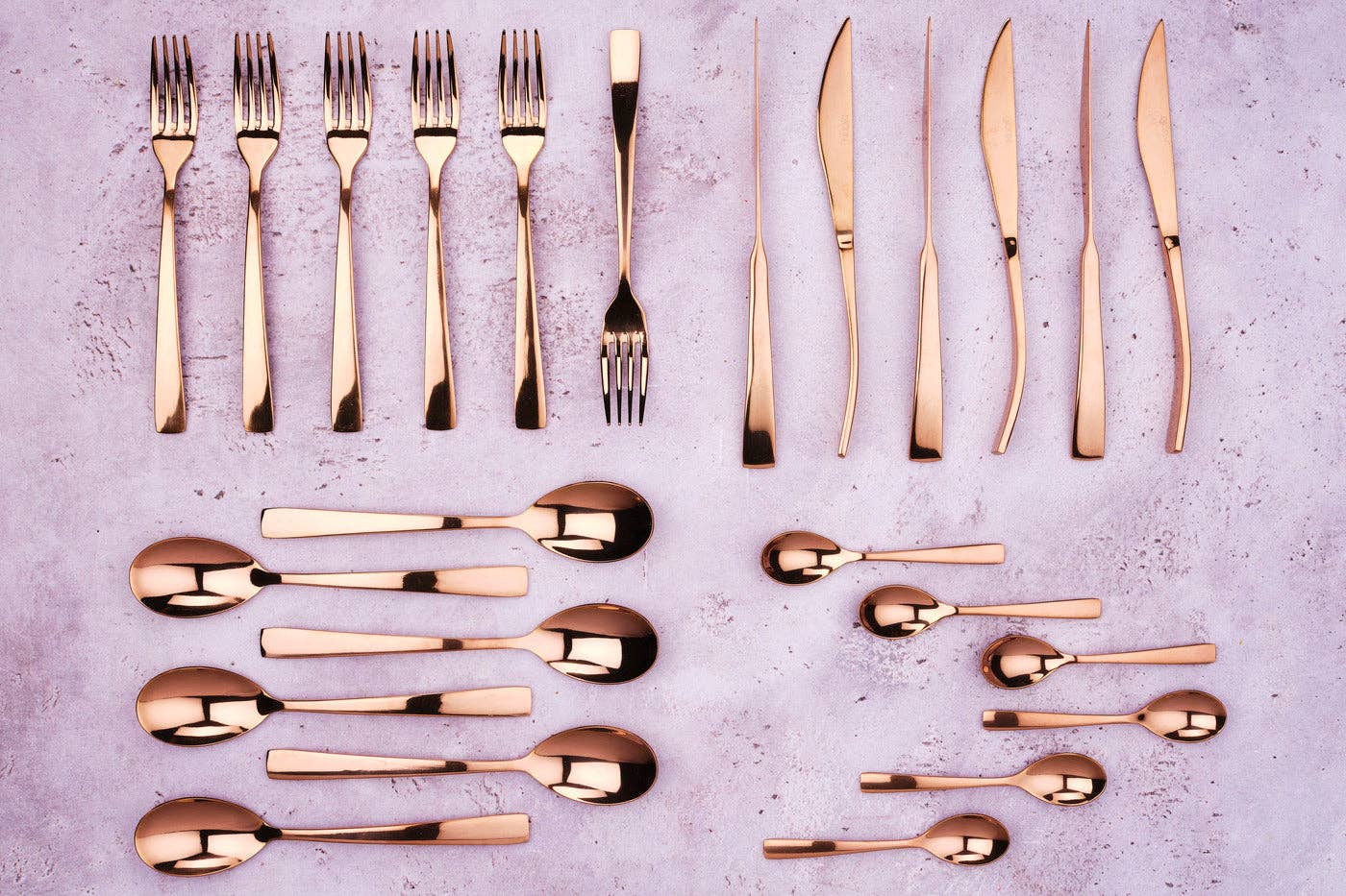 Björn - Venta al por mayor Juego de cubiertos - Juego de cubiertos Oglu de 24 piezas, color cobre2