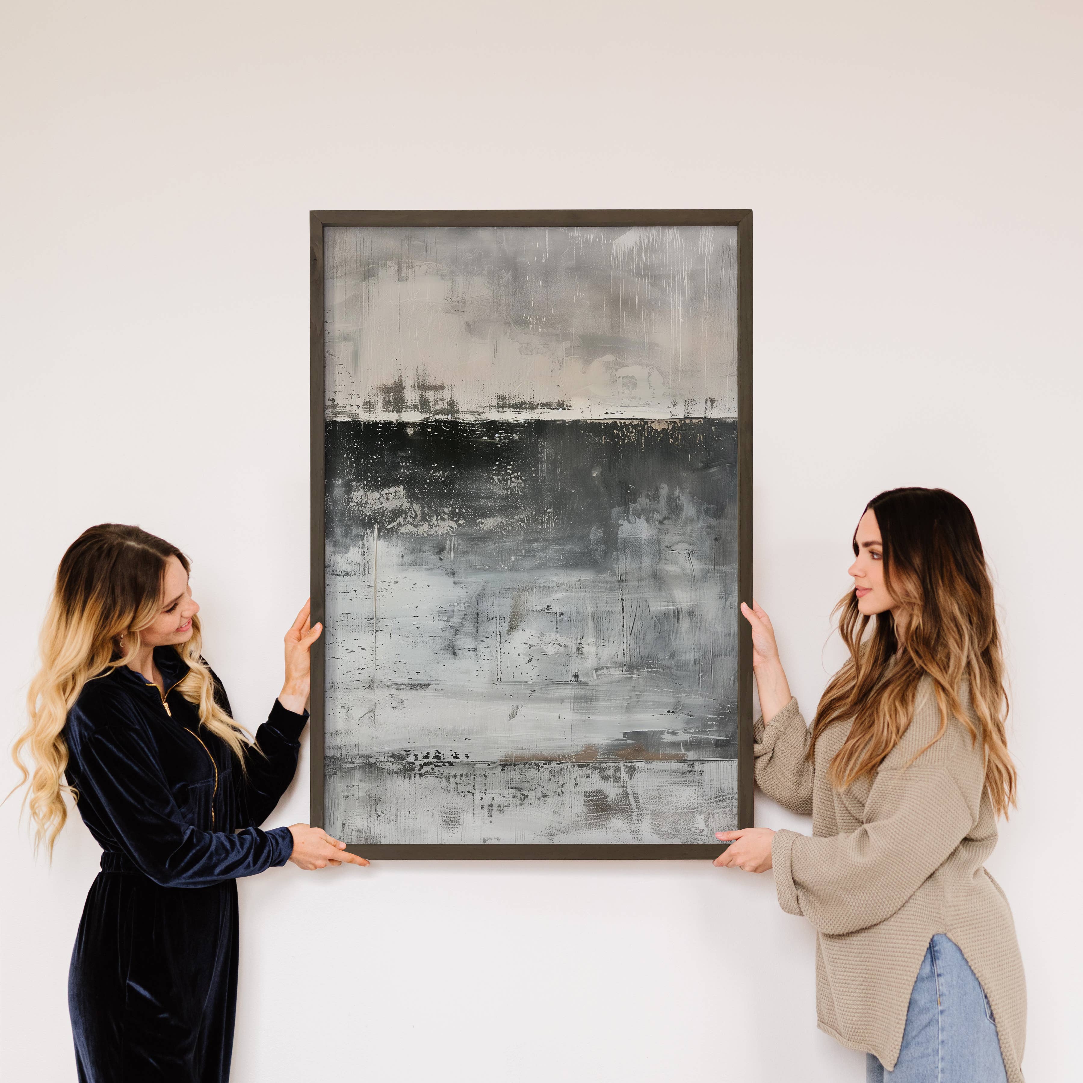 Hangout Home - Wholesale Art Print - Abstract Monochromatic Black - Abstract Canvas Art - Framed2