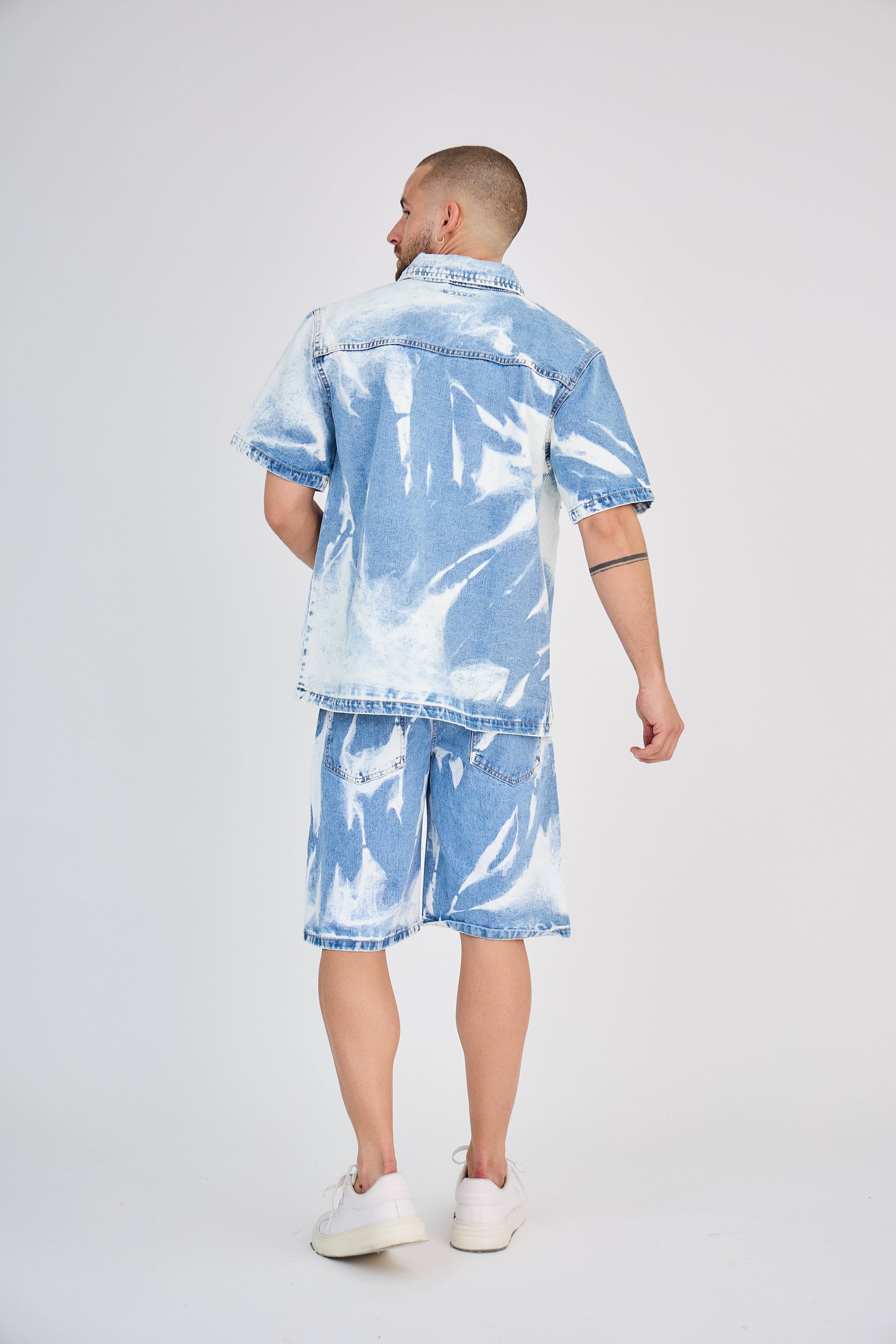 TOP MONDAY - Wholesale Top & Short Set (NOT Loungewear) - Men's - Blue Washed Effect Jeans Set4