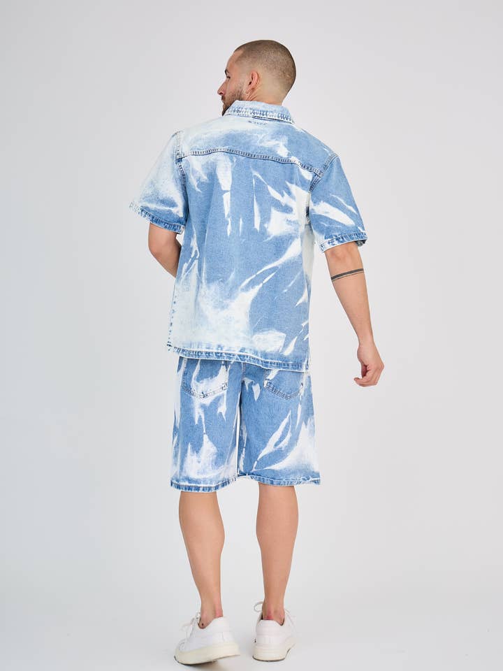 TOP MONDAY - Wholesale Top & Short Set (NOT Loungewear) - Men's - Blue Washed Effect Jeans Set4