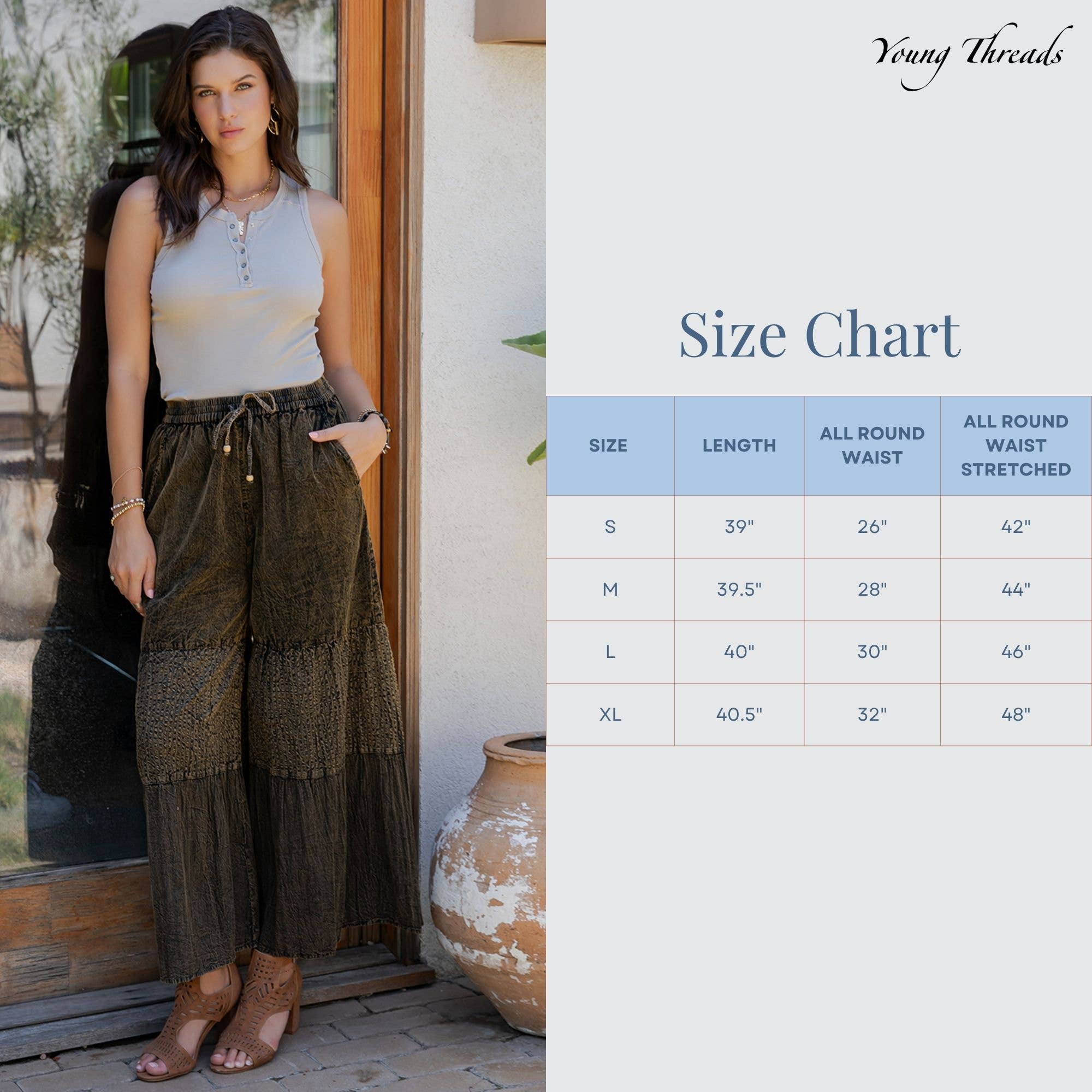 Young Threads - Venta al por mayor Pantalones - Mujer - Pantalones de Encaje y Punto con Inserciones de Parche en Denim de Capas Boho (Nuevo)12