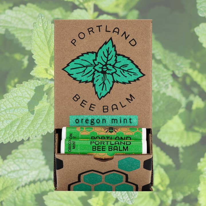 Portland Bee Balm – wholesale Läppbalsam – Mint Bivax Läppbalsam Display - Uppfriskande Återfuktande 24st2