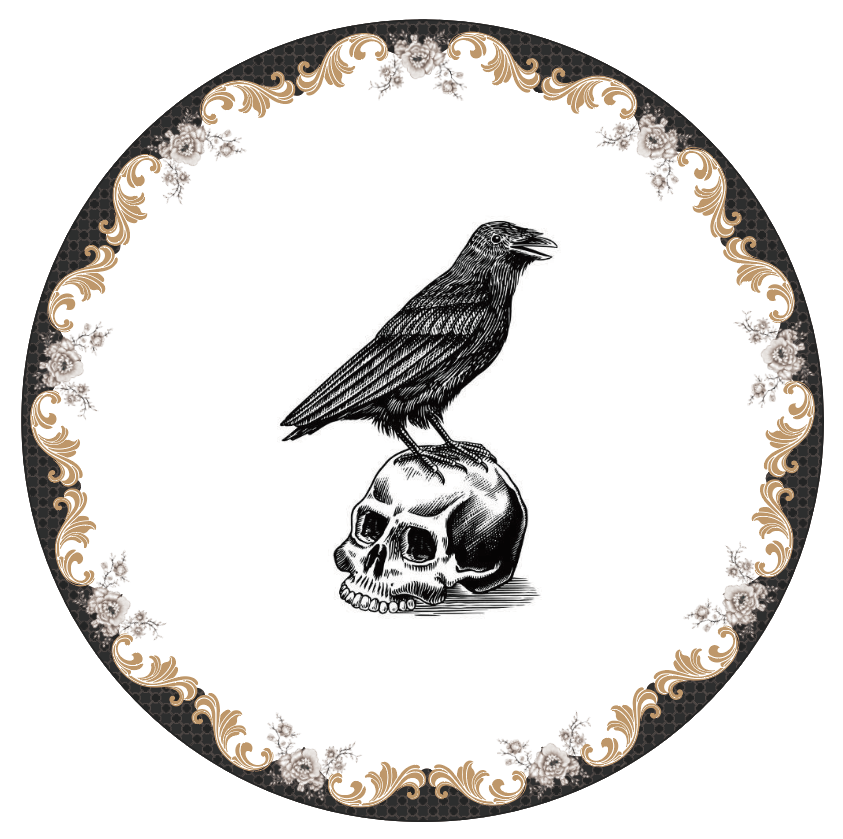 All Little Cute Things - Vendita all'ingrosso Piatti da insalata - Piatto Halloween con corvo su teschio per insalata, 21,6 cm1