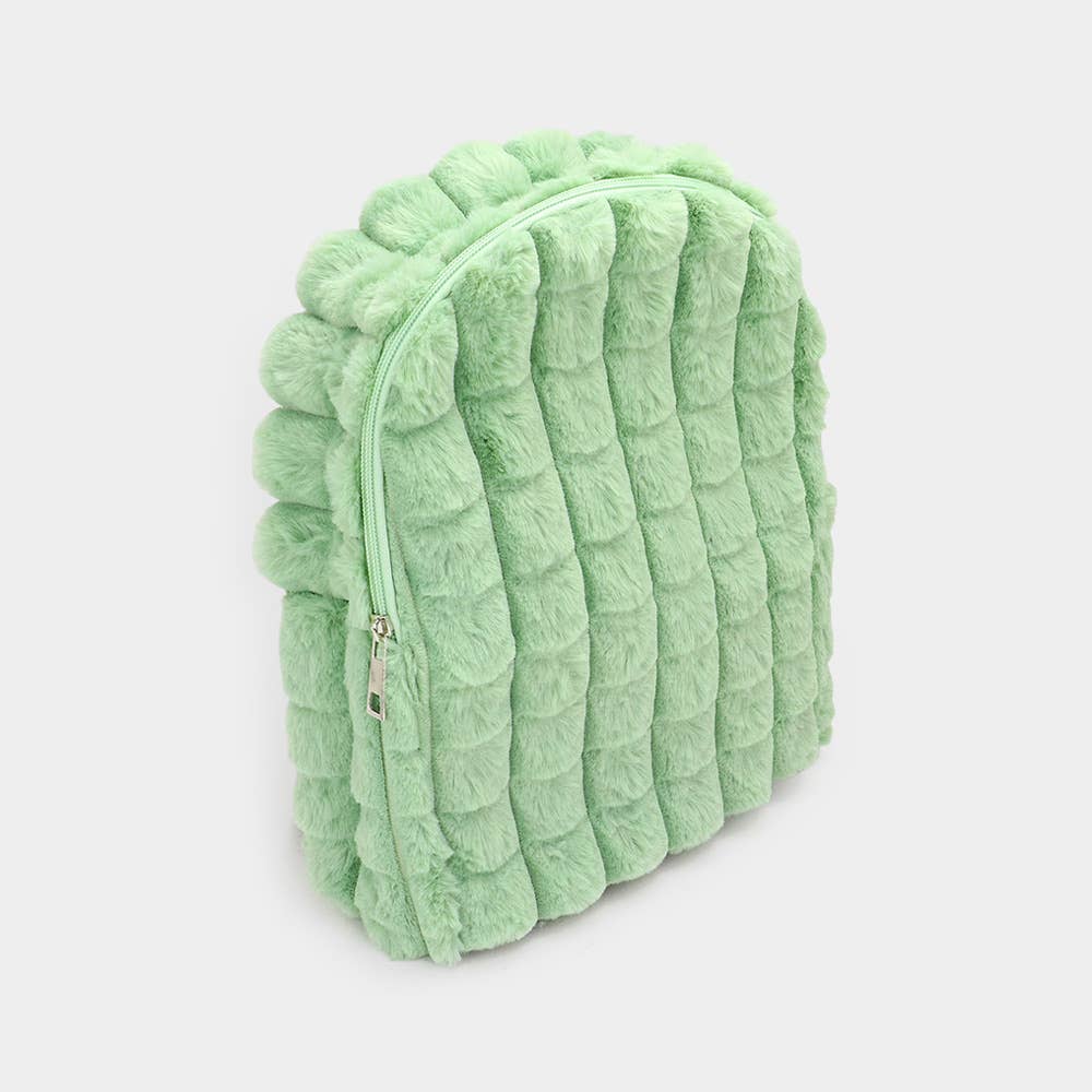 Sensibling Corp. - Wholesale Backpack - Women's - Quilted Solid Faux Fur Backpack Bag6