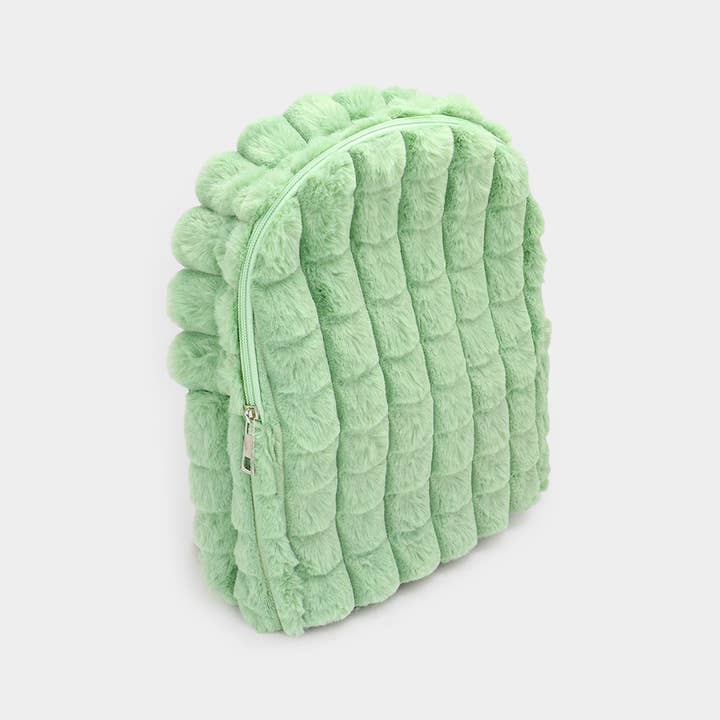 Sensibling Corp. - Wholesale Backpack - Women's - Quilted Solid Faux Fur Backpack Bag6