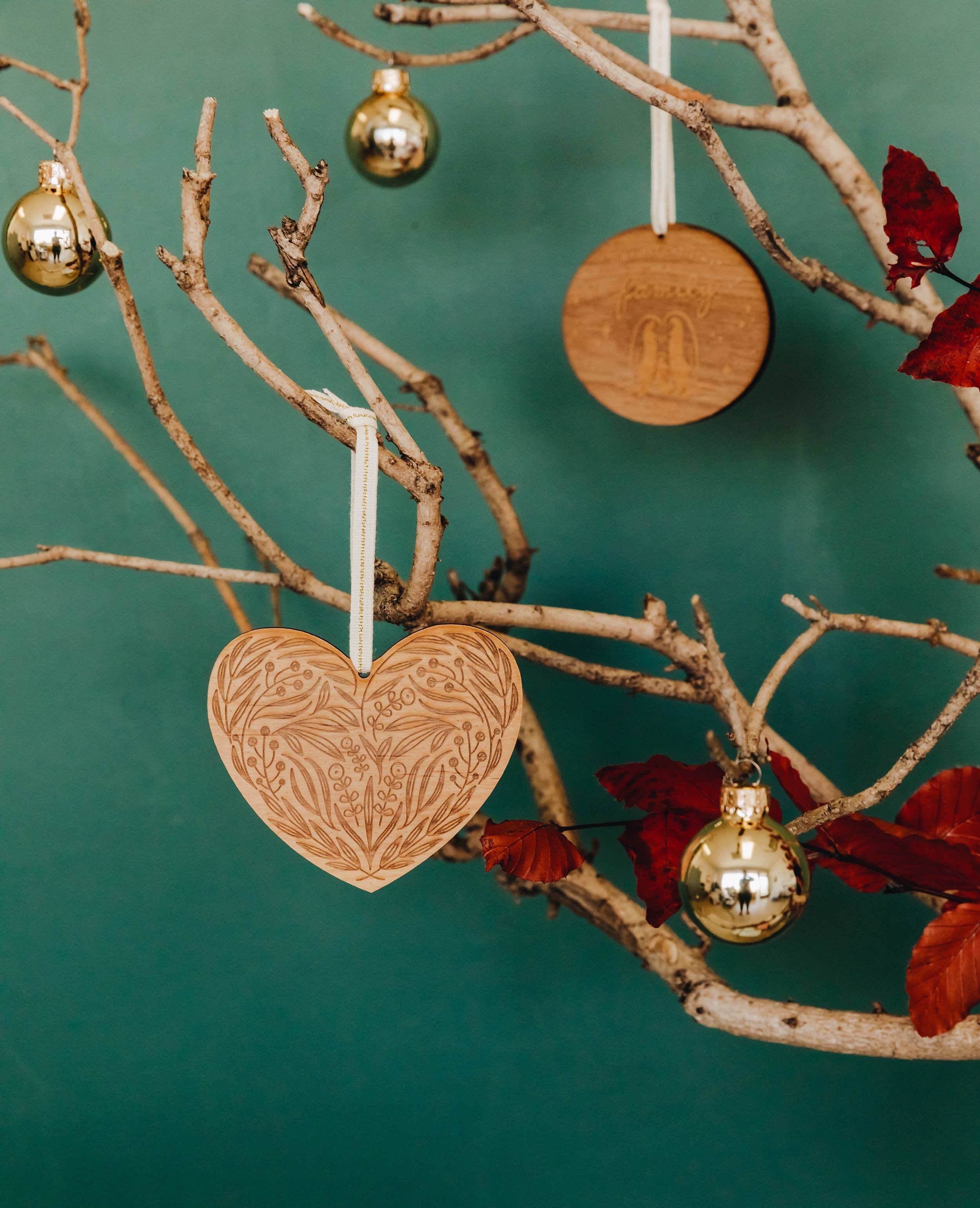 Hereafter - Wholesale Ornament - Floral Heart Wood Ornament2