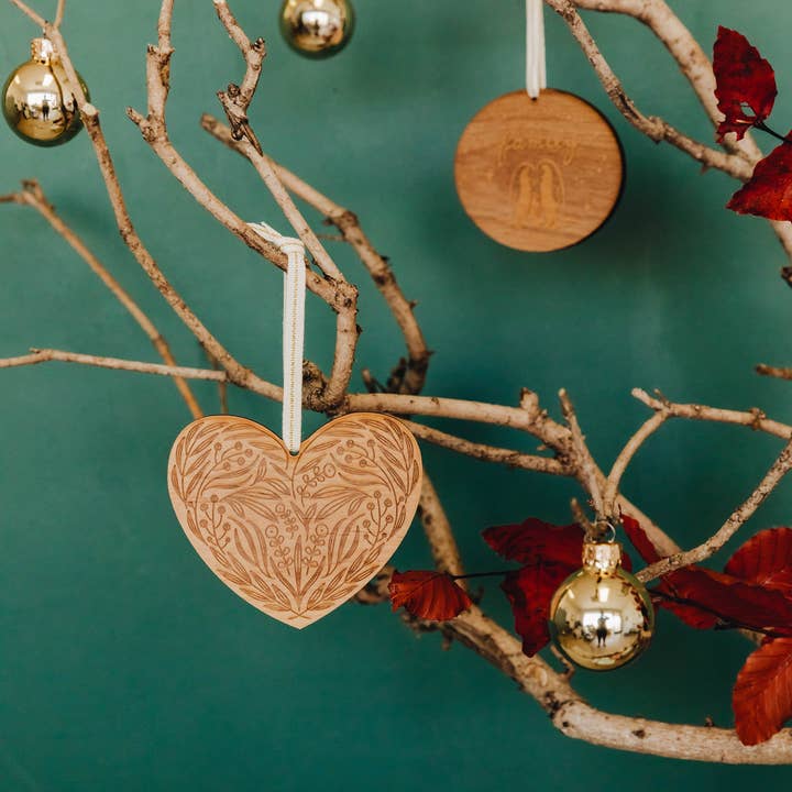 Hereafter - Wholesale Ornament - Floral Heart Wood Ornament2