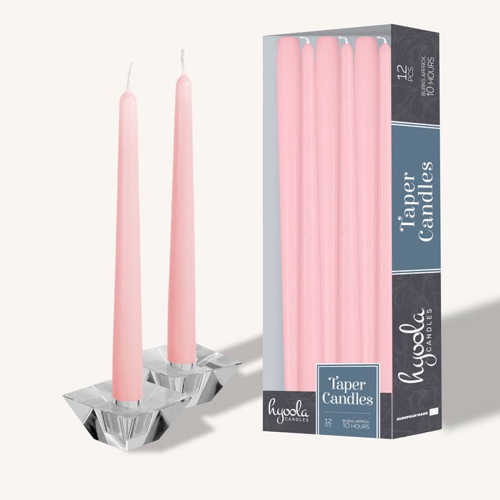 Light Pink Taper Candles - 12 Inch - 12 Pack for wholesale by Hyoola Candles