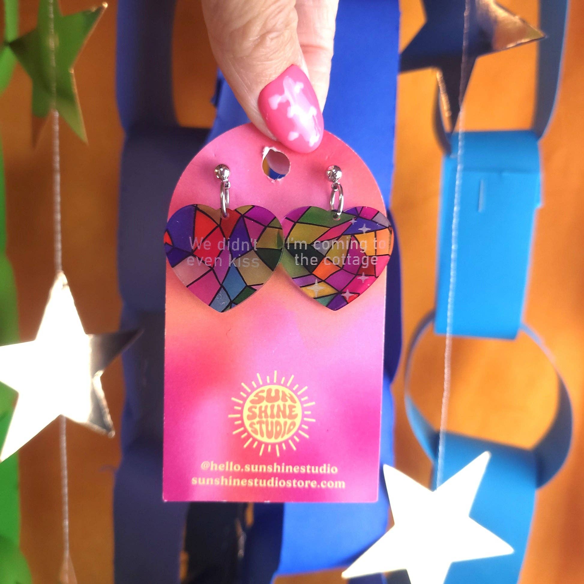 Sunshine Studio - Wholesale Dangle Earrings - Heated Rivalry Stained Glass Quote Earrings6