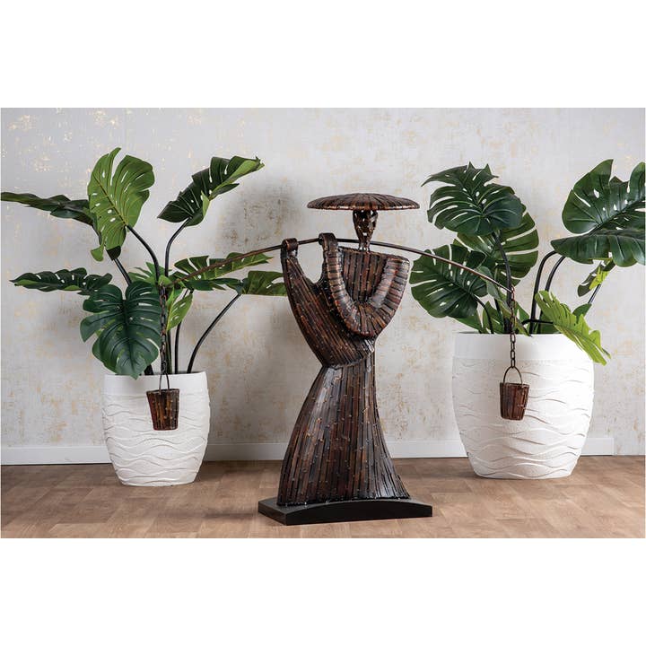 SD1223 - Sculpture Homme Chapeau Baton 2 Seaux - Initial pour la vente par Socadis