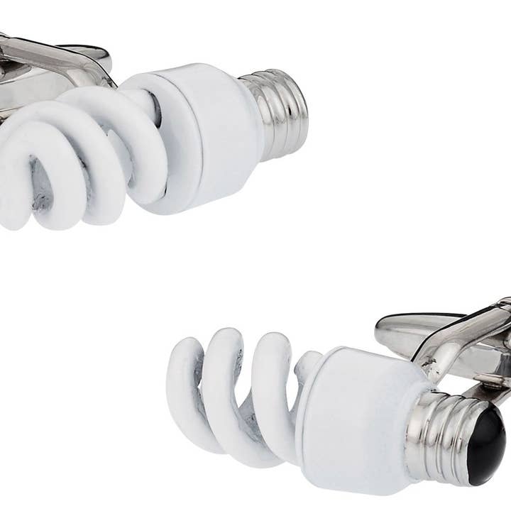 CFL Lightbulb Cufflinks for wholesale by Cuff-Daddy