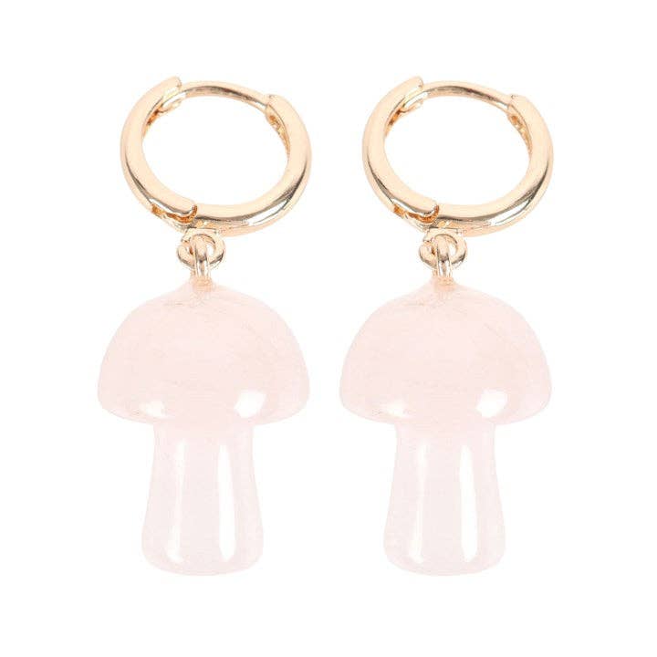 Something Different Wholesale - Vente Petits anneaux - Boucles d'oreilles en forme de champignon en quartz rose3