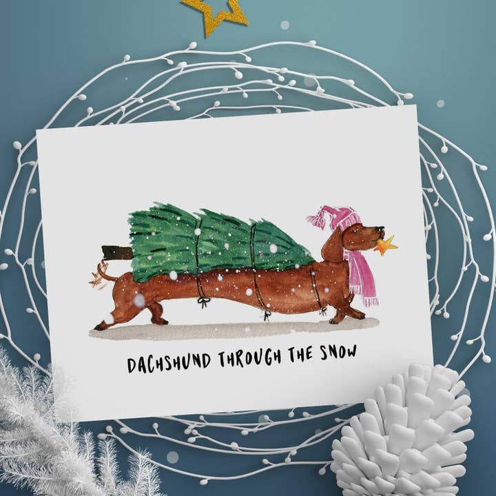 Liyana Studio - Wholesale Christmas Card - Dachshund Through Snow - Funny Christmas Card3