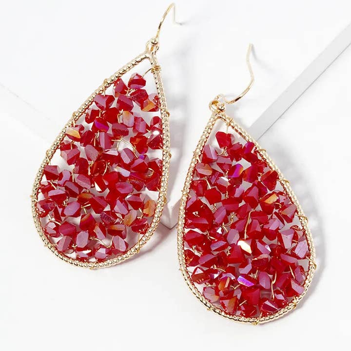 Mestiere Jewelry - Wholesale Dangle Earrings - Faceted Glass Beads Wire Wrapped Teardrop Dangle Drop Earrings