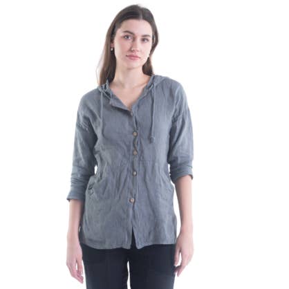 6193 Grey Vera May Italian Linen Top for wholesale by VeraMay