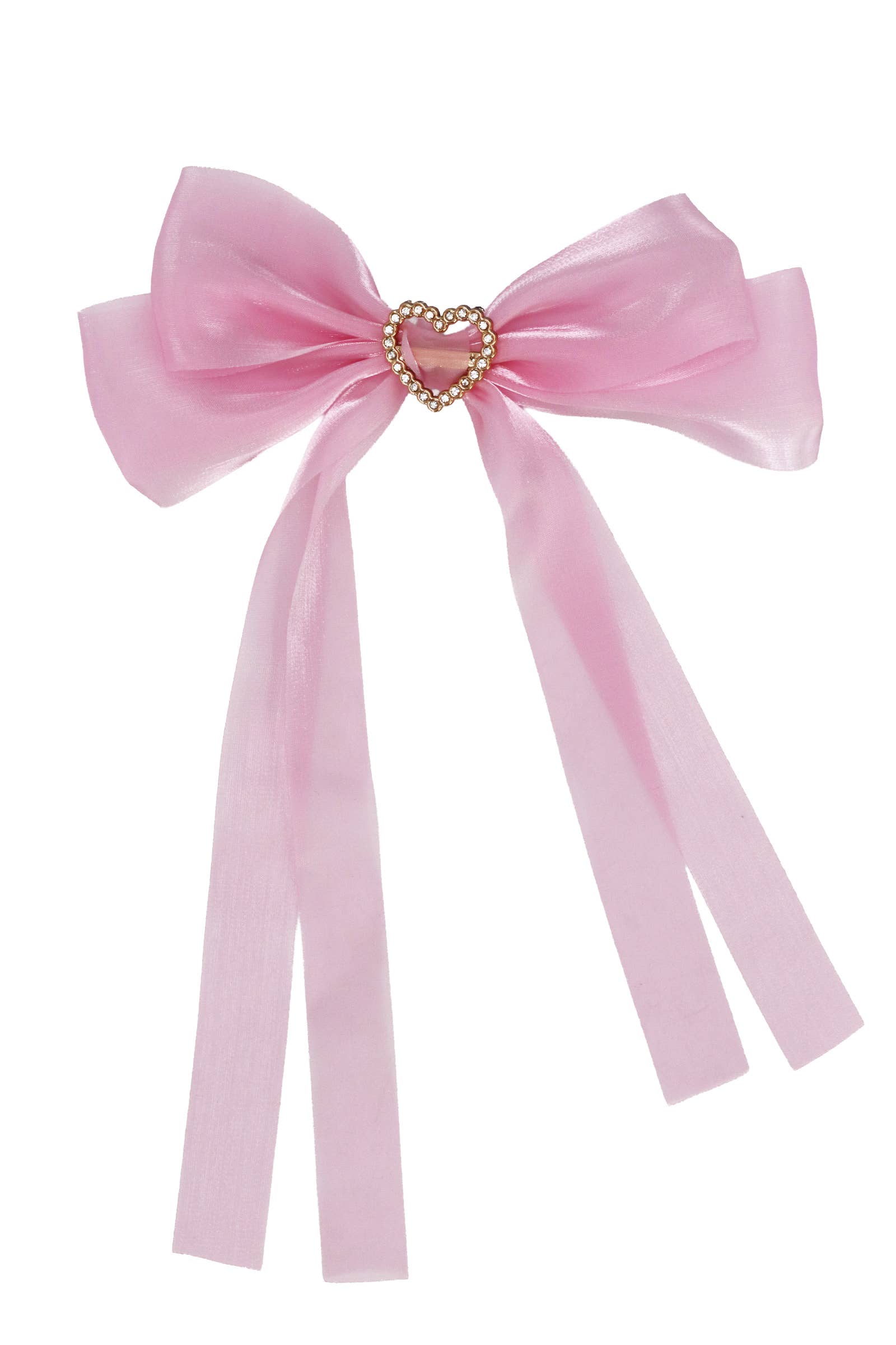 Cap Zone - Wholesale Hair Clip - Kids - Bling Heart Chiffon Polyester Ribbon Hair Clip7
