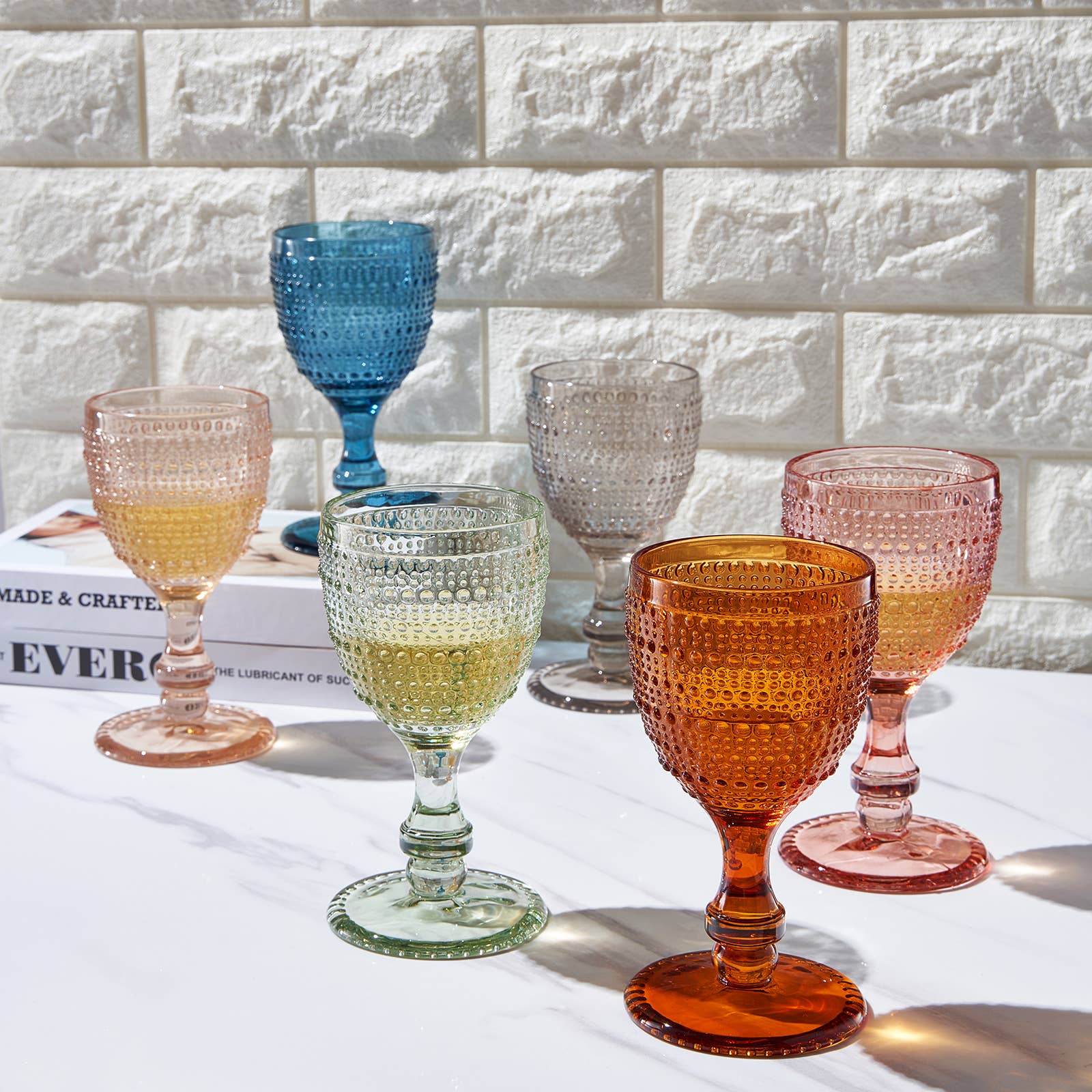 The Wine Savant /  Khen Glassware - Wholesale Wine Glass - Beaded Goblet Wine Drinking Glasses Set | Set of 6 | 14.8 OZ3