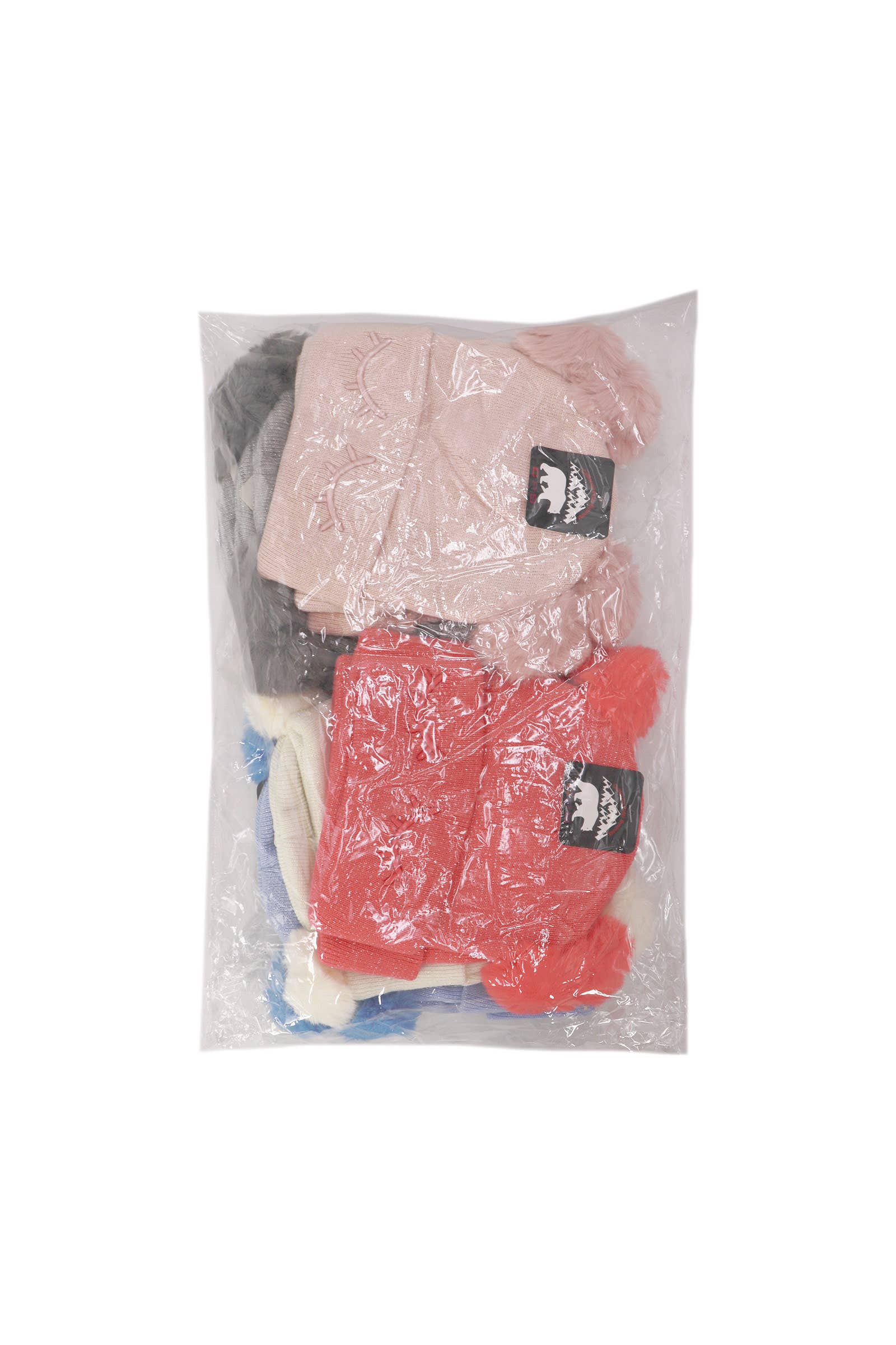 ASSORTED Kids Dreamy Eyes Double Pom Pom Knitted Beanie for wholesale on Faire11