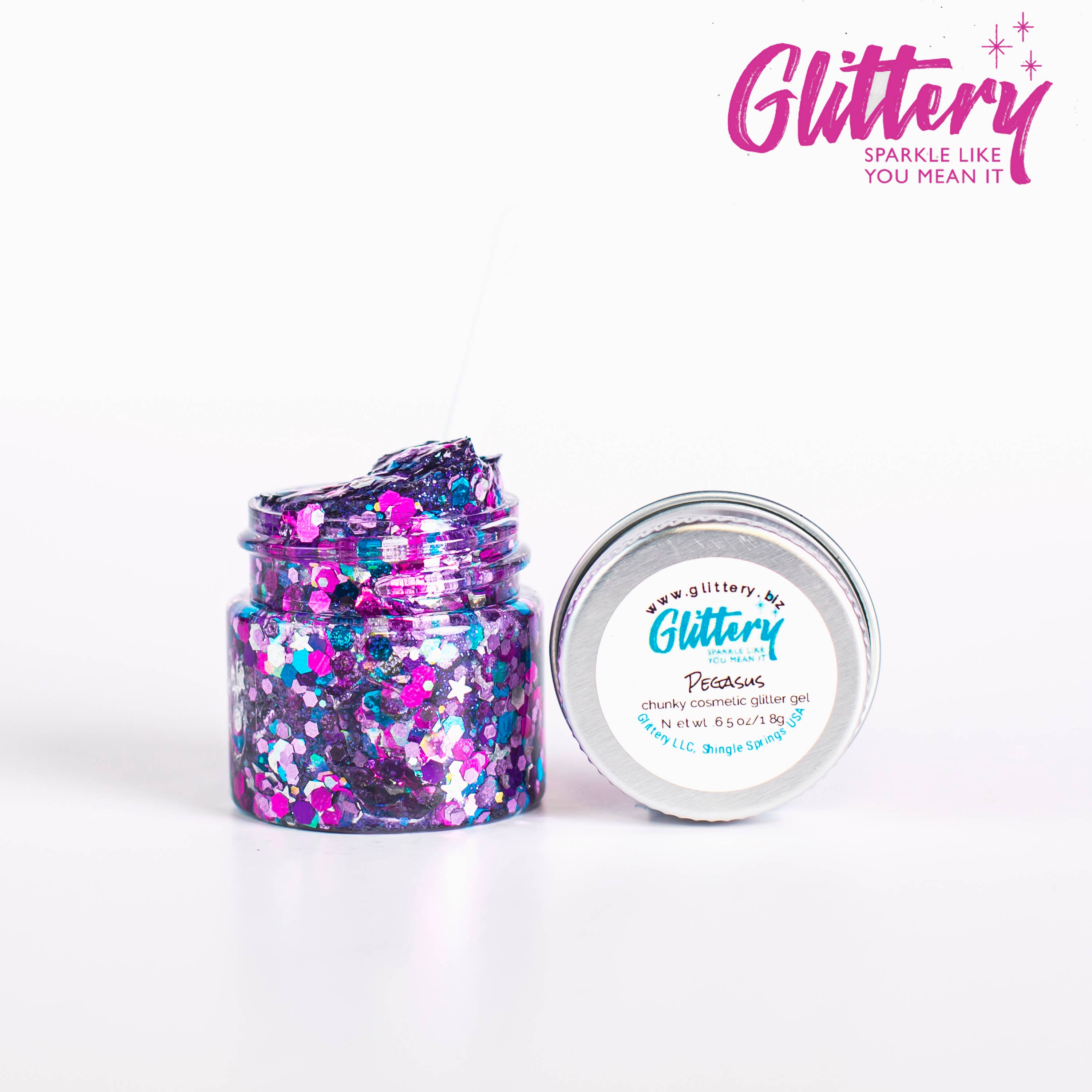 Glittery - Edible, Cosmetic and Biodegradable Glitter Products - Vente Paillettes pour le corps - Coffret mixte de 50 gels pailletés pour visage et corps18