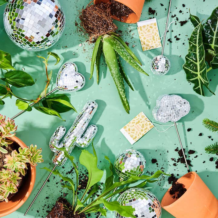 Paloverde Botanicals - Venta al por mayor Postes de jardín/césped - Disco Cloud - Estacas decorativas con forma de bola de discoteca para plantas