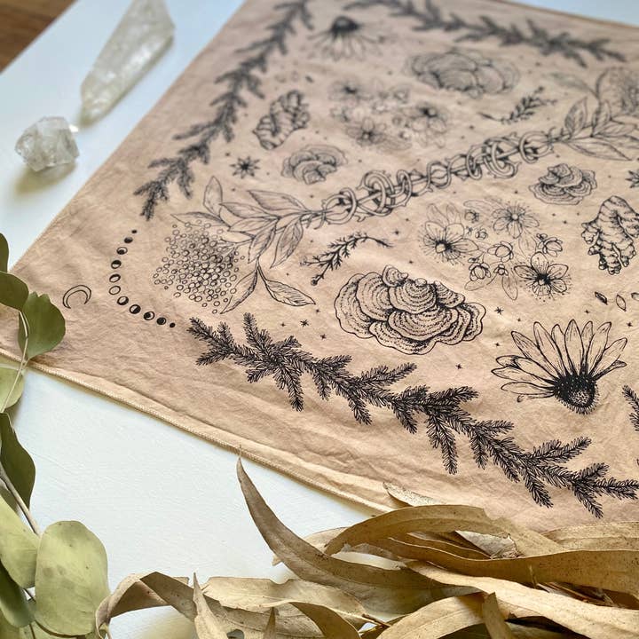 Wanderite – Großhandel Bandana – Unisex – Halstuch | Herbs of Protection | Tea-Dyed7