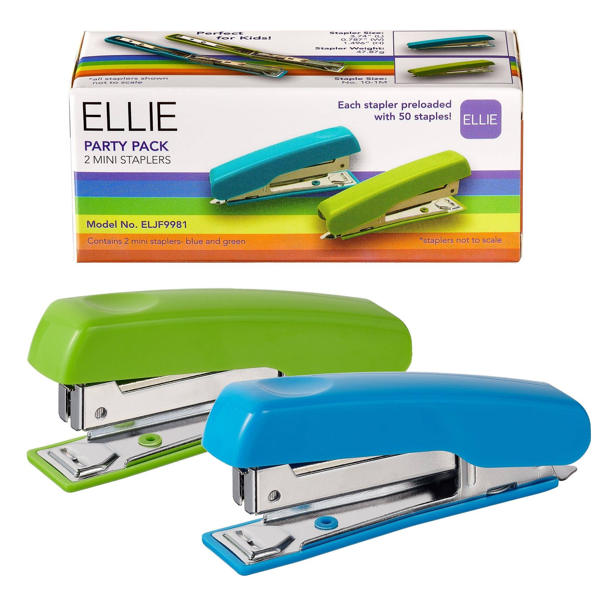 Green Sky - Wholesale Stapler - Ellie - 2 Mini Staplers Blue & Green0
