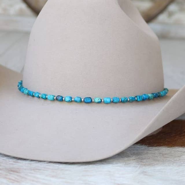Chunky Deep Blue Stone Hat Band - Rio for wholesale by Willow Lane Hat Co.