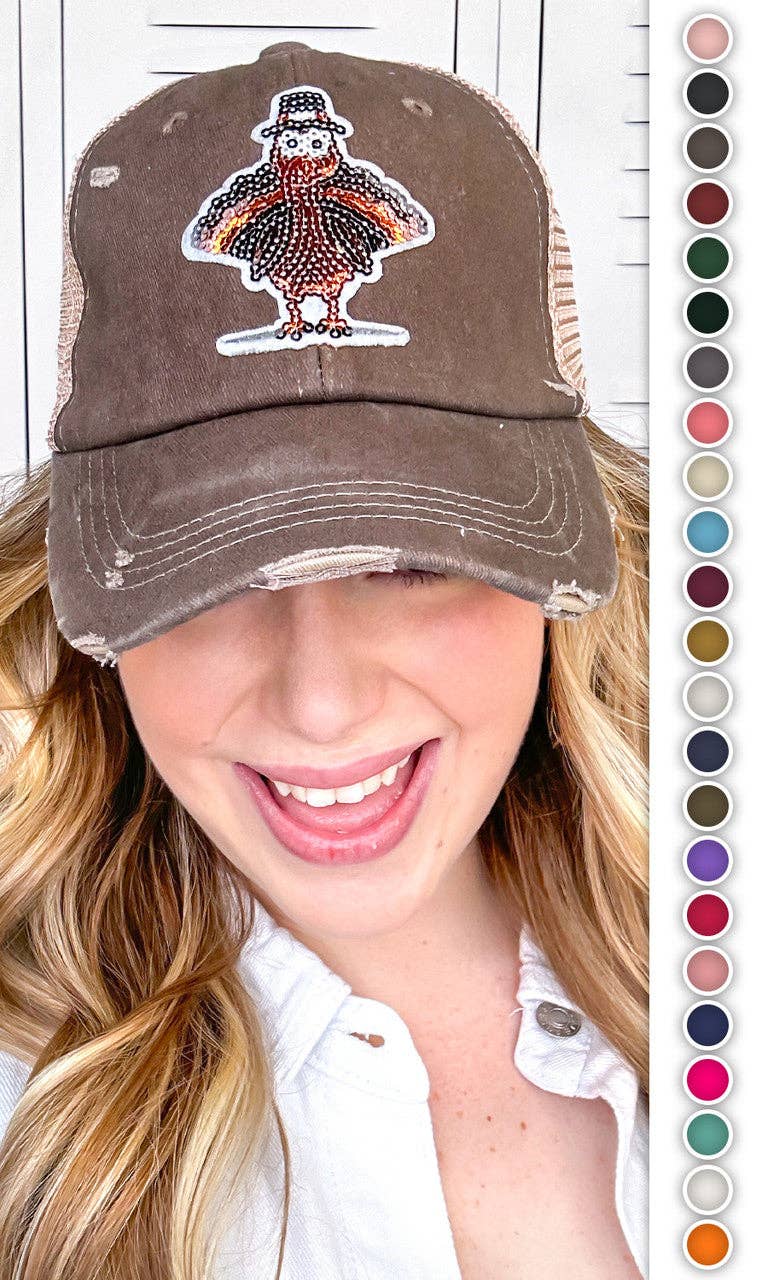 Sugar Stitch - Wholesale Trucker Hat - Women's - Turkey Sparkle Sequin Vintage Hat