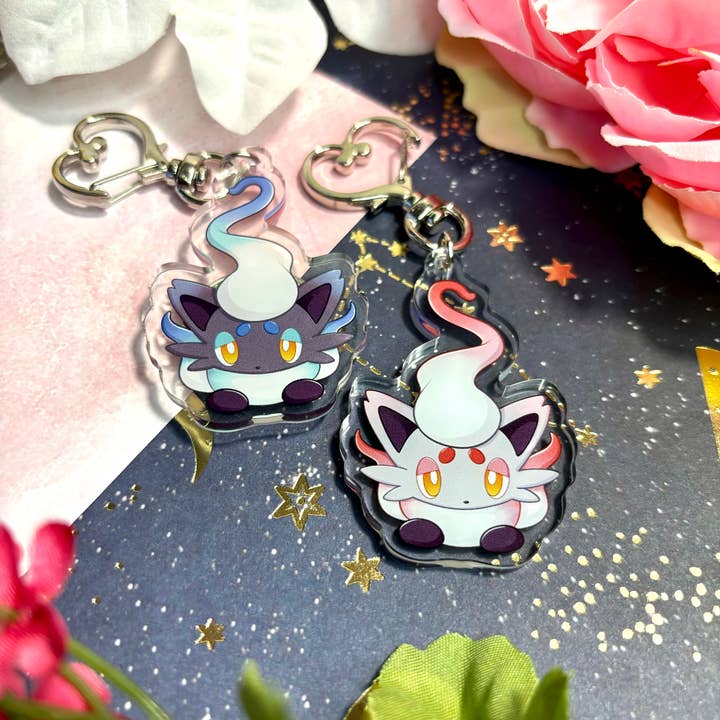 Winterra LLC - Wholesale Sleutelhanger - Uniseks - Dubbelzijdige Hisuian Zorua sleutelhanger van acryl, bedeltje Pokemon