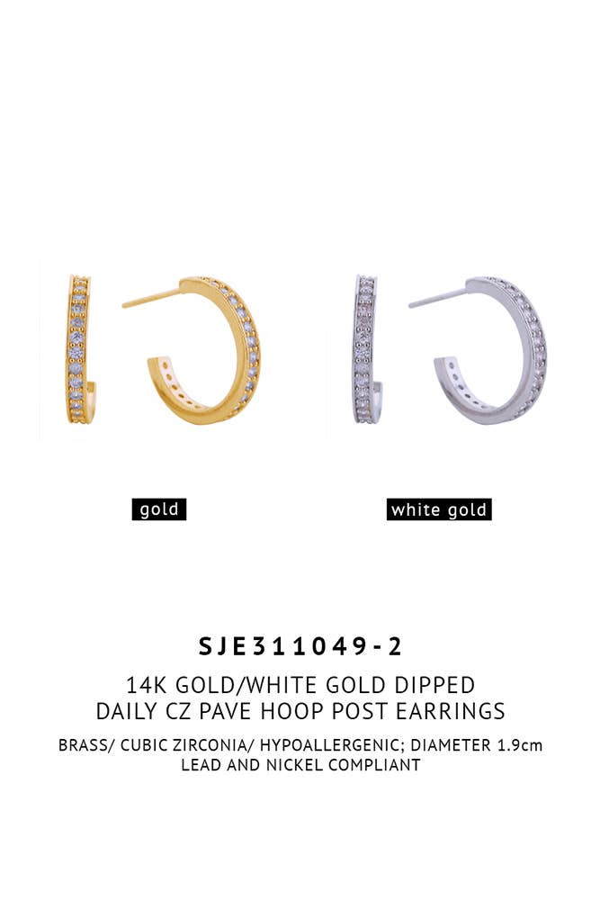 Hana – Engroshandel Hoops – 14K Daily CZ Pave Hoop Post ørering5