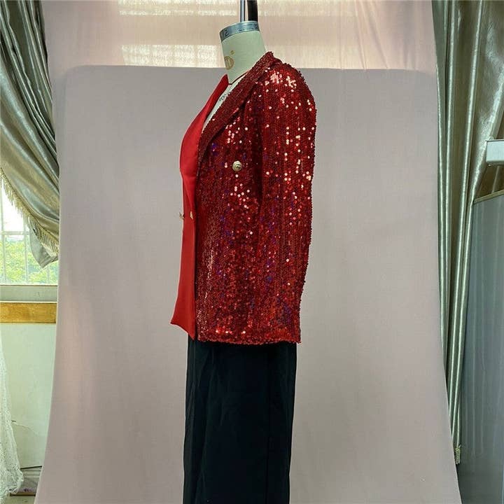 Plush Looks - Wholesale Blazer - Women's - Stylish Double Color Block Floral Print Blazer4