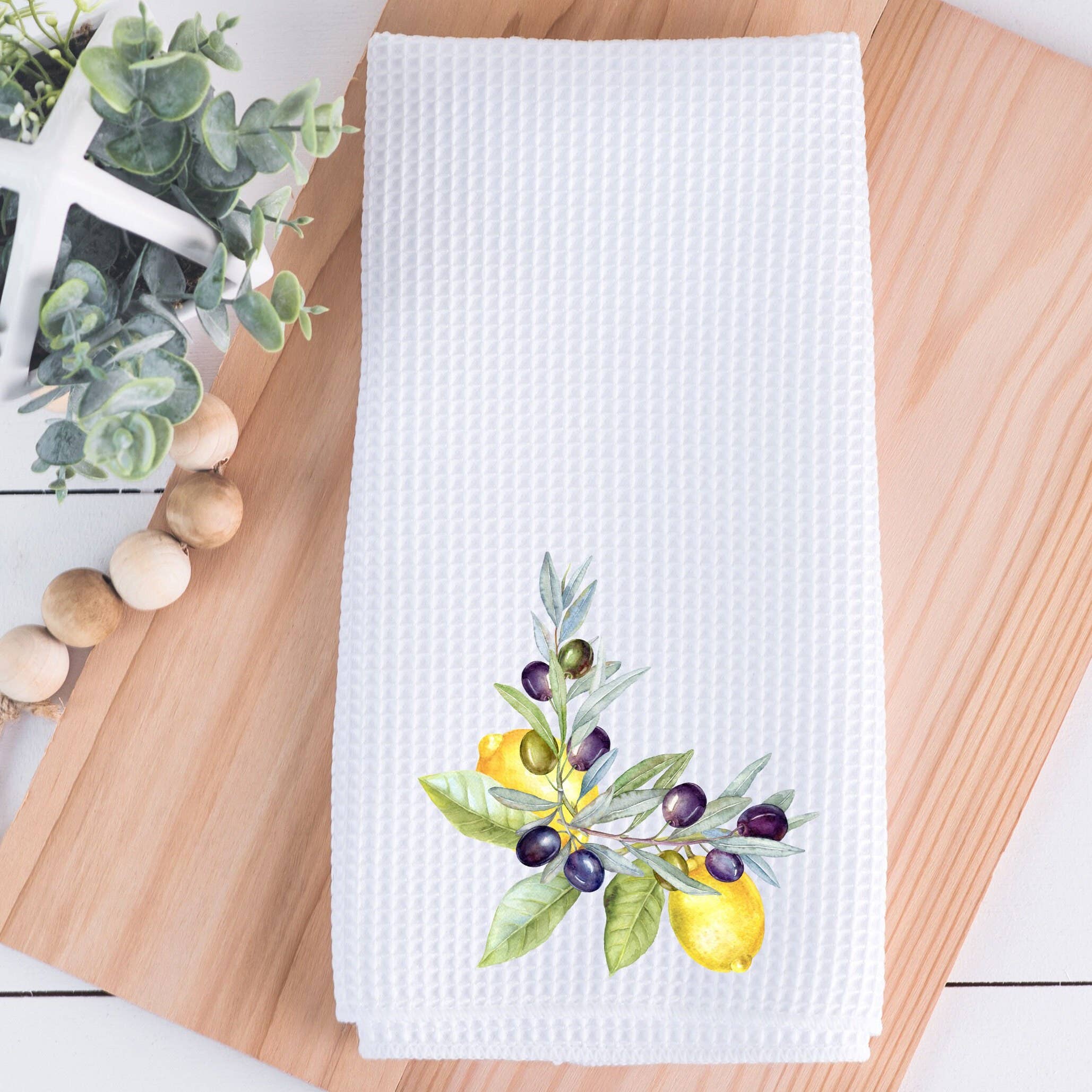 Fernville Creations - Wholesale Tea Towel - Lemon & Olive Waffle Weave Kitchen Tea Towel Farmhouse Decor8