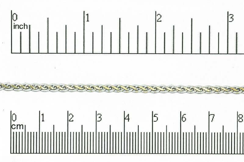 Continental Beads - Wholesale Craft Supplies - 4mm Flat Braided Two-Tone Curb Chain - Made of Brass and Enamel - Sold by the Foot - Ch-8766