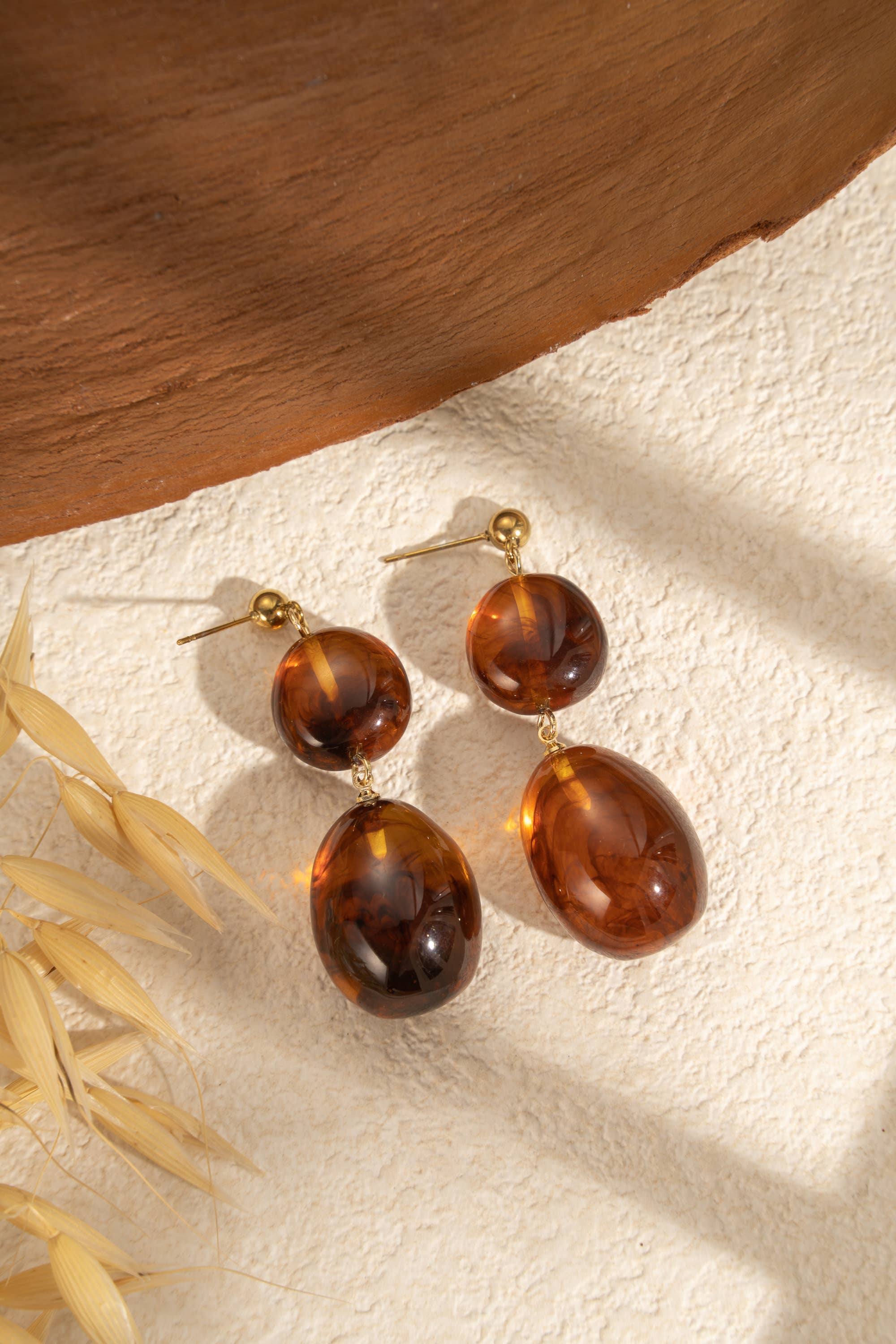 COSMOS - Wholesale Dangle Earrings - Brown chocolate burgundy marbled resin earrings for women0