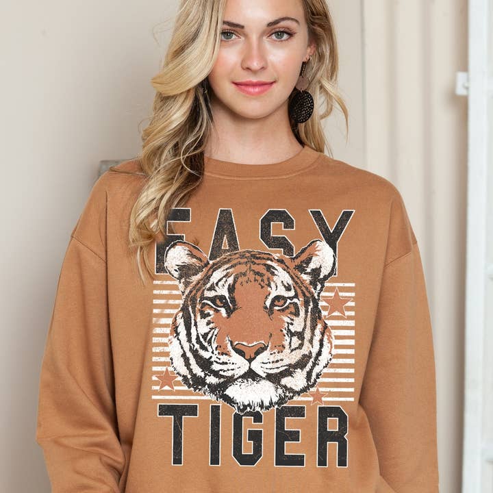 EASY TIGER- Long Sleeve Sweatshirt for wholesale by Amused by Blue