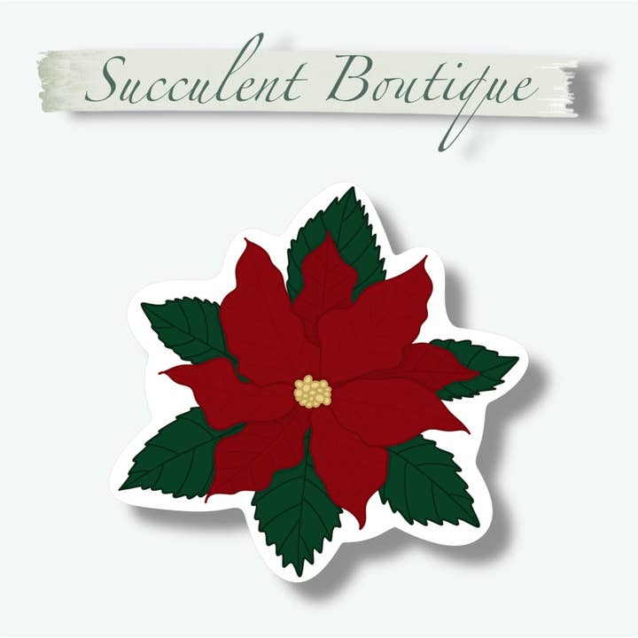 Kerstpoinsettia-sticker voor wholesale door Succulent Boutique