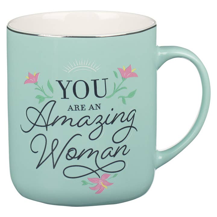 Mug Teal/White You Are an Amazing Woman for wholesale by Christian Art Gifts