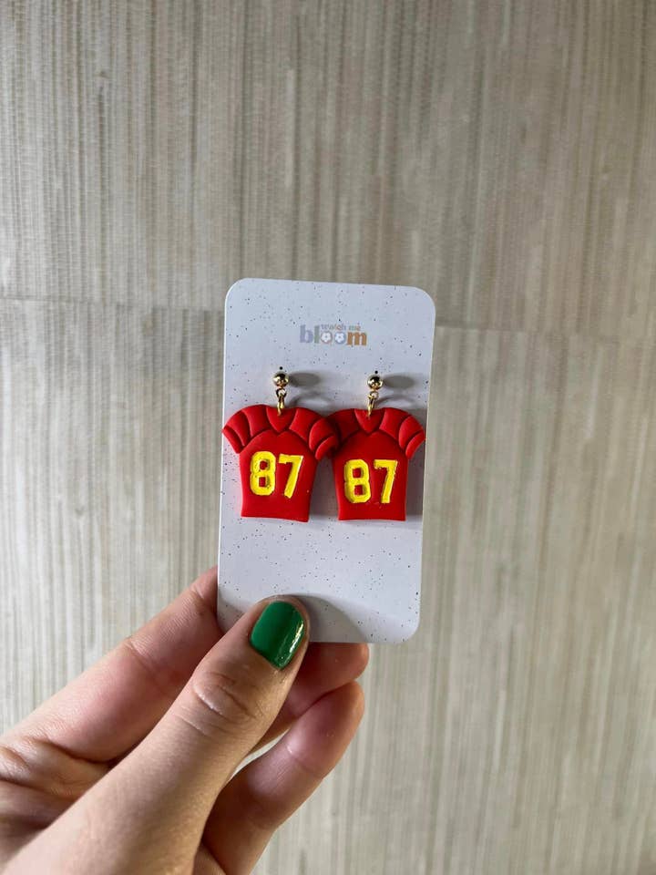 Professional Football Player Jersey | Inspired Clay Earrings for wholesale by Watch Me Bloom