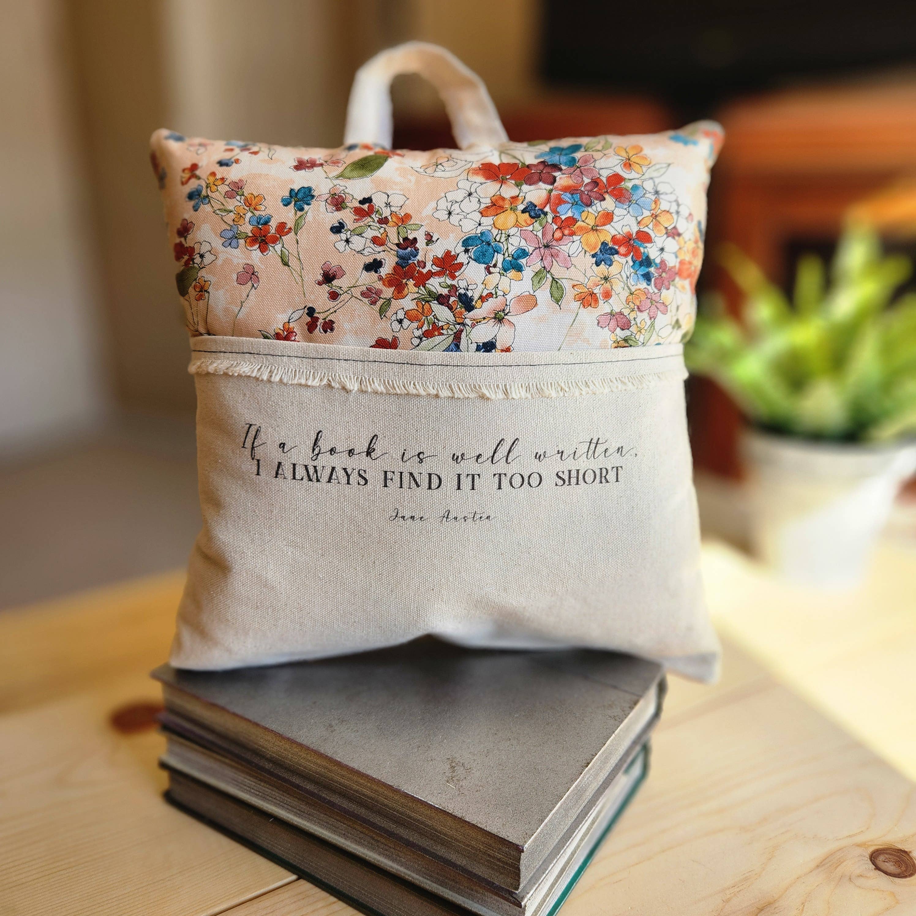Desmond Brown - Wholesale Travel Pillow - Well Written Book, Austen, Reading Pillow, floral print1