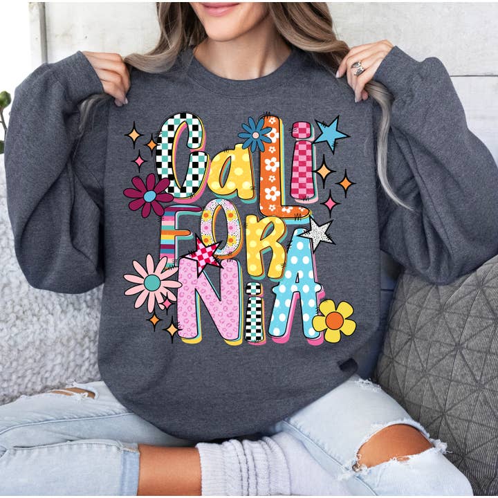 Funky States California Sweatshirt for wholesale by Aluminum Petunias