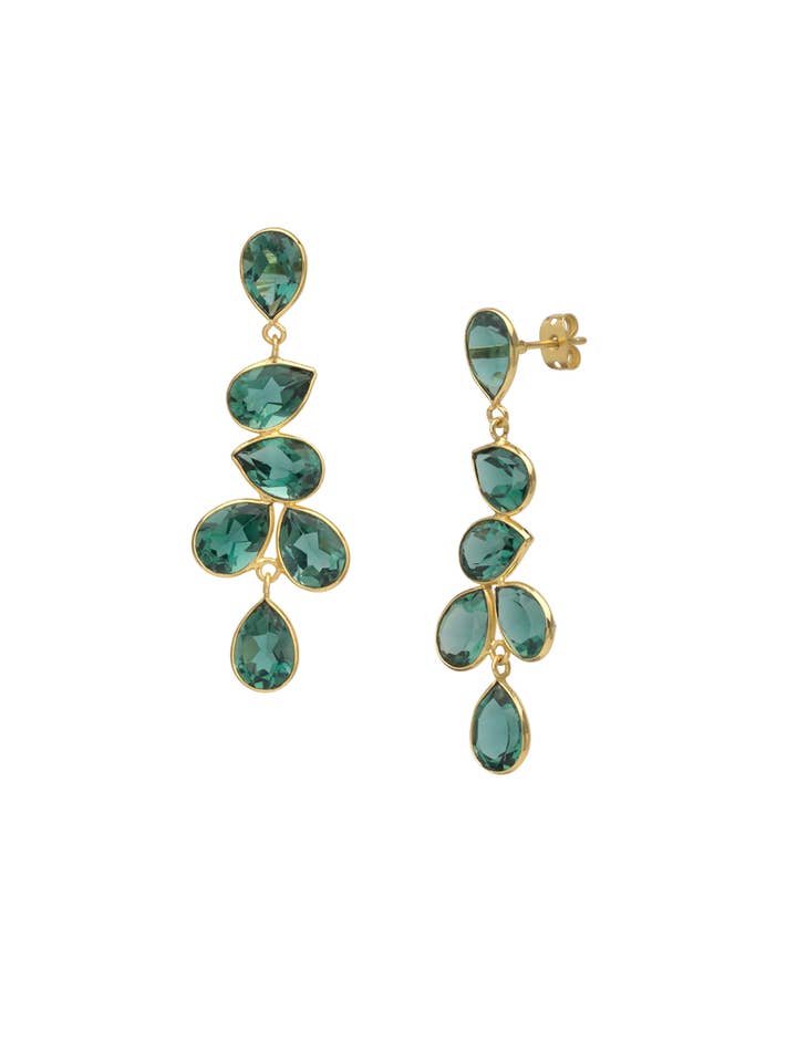 Brinco multi-gota de turmalina verde por atacado de AJS Design Studio