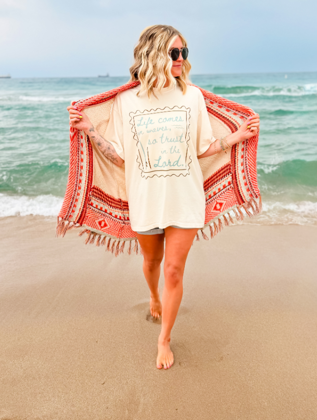 Ivory Life Comes In Waves Tee for wholesale on Faire1